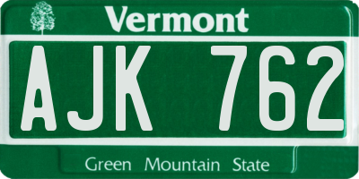 VT license plate AJK762