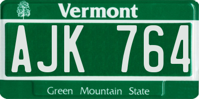 VT license plate AJK764