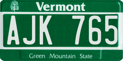 VT license plate AJK765