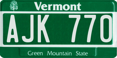 VT license plate AJK770