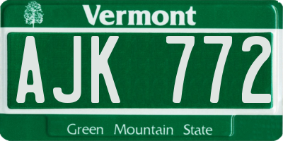 VT license plate AJK772