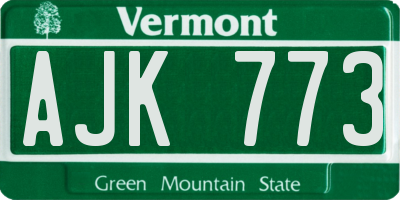 VT license plate AJK773