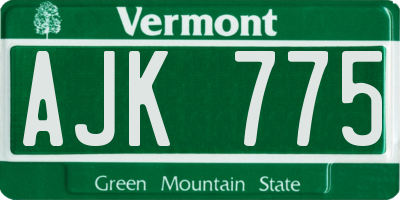 VT license plate AJK775