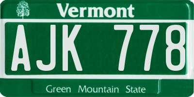 VT license plate AJK778