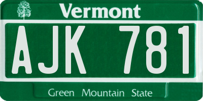 VT license plate AJK781