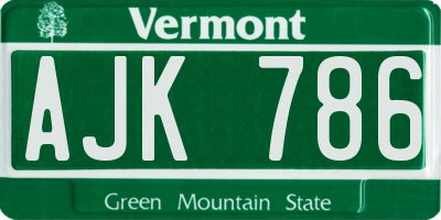 VT license plate AJK786