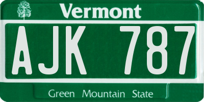 VT license plate AJK787