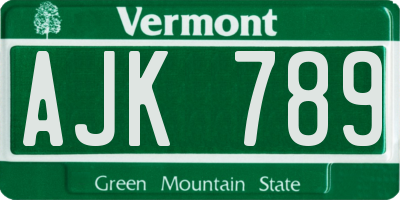 VT license plate AJK789