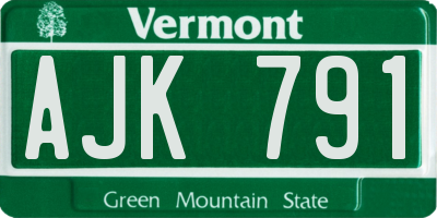 VT license plate AJK791