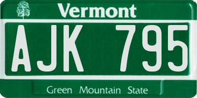 VT license plate AJK795