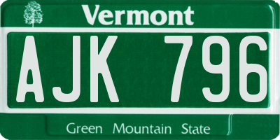 VT license plate AJK796