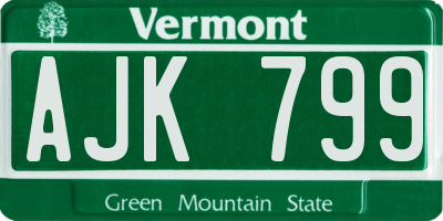 VT license plate AJK799
