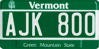 VT license plate AJK800