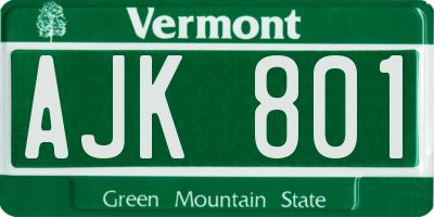 VT license plate AJK801