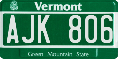 VT license plate AJK806