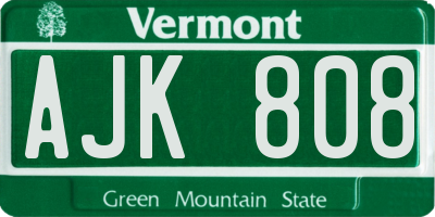 VT license plate AJK808