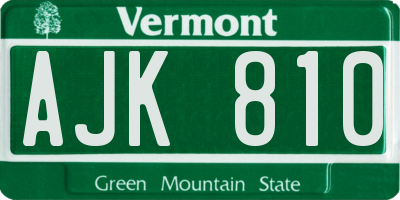 VT license plate AJK810