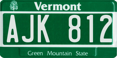 VT license plate AJK812