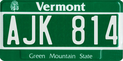 VT license plate AJK814