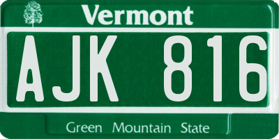 VT license plate AJK816