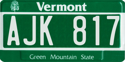 VT license plate AJK817