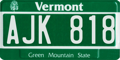 VT license plate AJK818