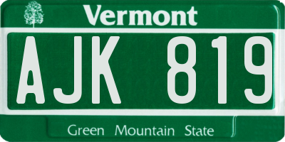 VT license plate AJK819