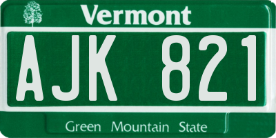 VT license plate AJK821