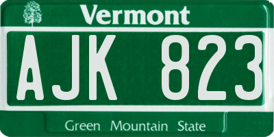 VT license plate AJK823