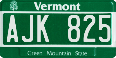 VT license plate AJK825