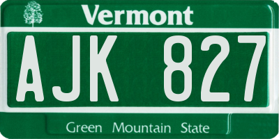 VT license plate AJK827