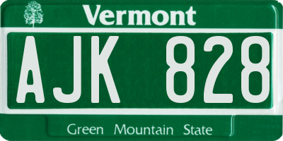 VT license plate AJK828
