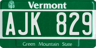 VT license plate AJK829