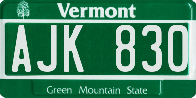 VT license plate AJK830