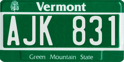 VT license plate AJK831