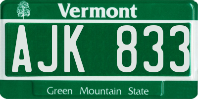 VT license plate AJK833