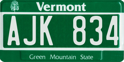 VT license plate AJK834