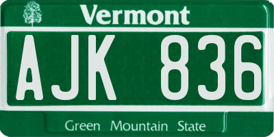 VT license plate AJK836