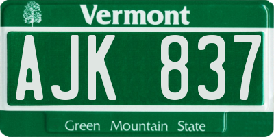VT license plate AJK837