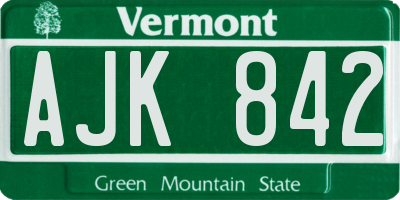 VT license plate AJK842