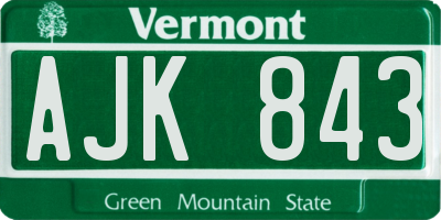 VT license plate AJK843