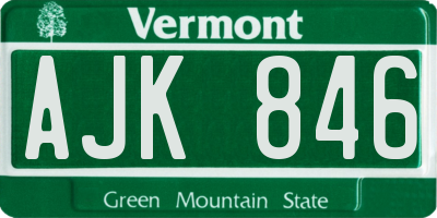 VT license plate AJK846