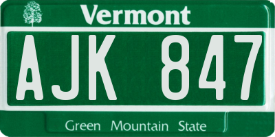 VT license plate AJK847