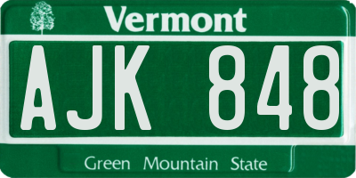 VT license plate AJK848