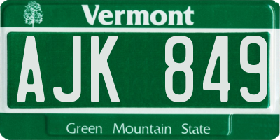 VT license plate AJK849