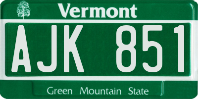 VT license plate AJK851