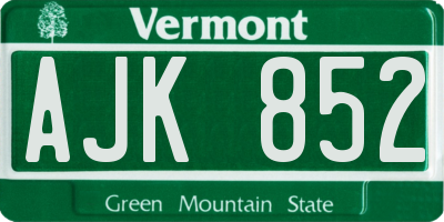 VT license plate AJK852