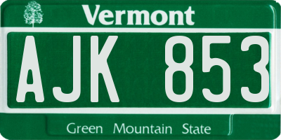 VT license plate AJK853