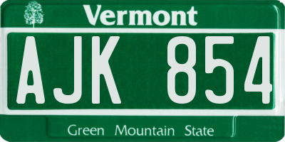 VT license plate AJK854