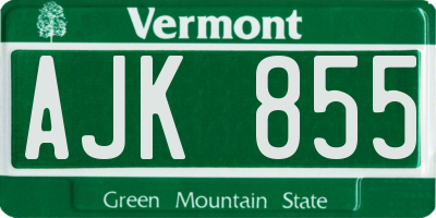 VT license plate AJK855